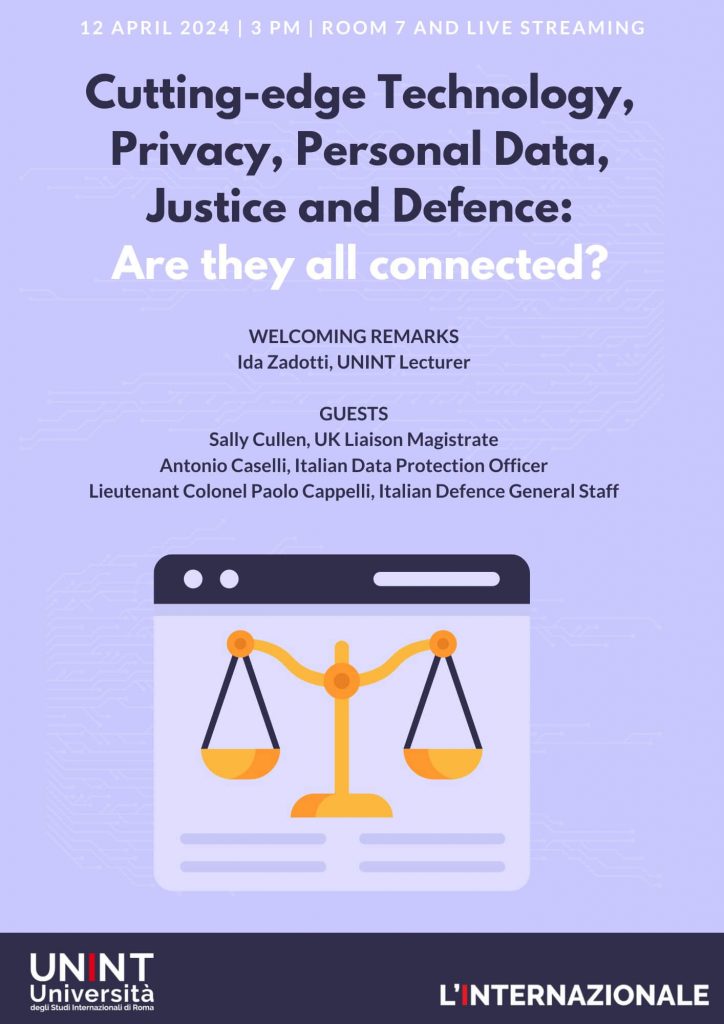 Cutting-edge Technology, Privacy, Personal Data, Justice and Defence: Are they all connected?