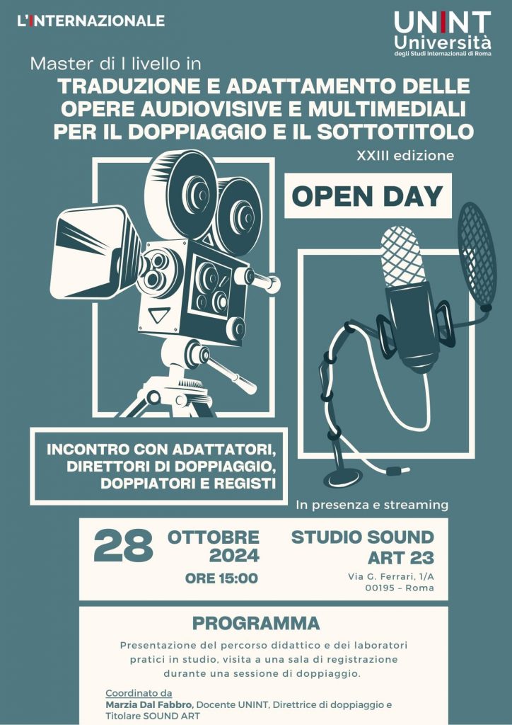 Open day Master Tea presso Studio doppiaggio Sound Art