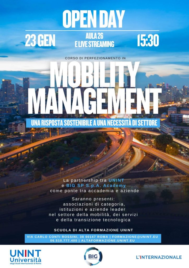 Open Day corso di perfezionamento in Mobility management: una risposta sostenibile a una necessità di settore